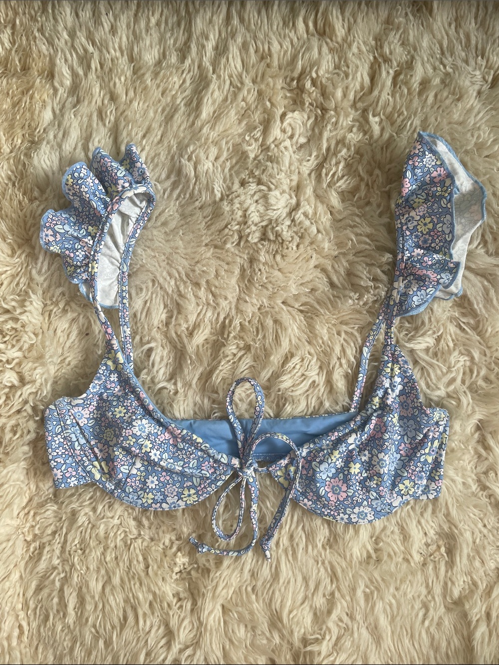 Frankie’s Bikinis Floral Ruffle Swim Top